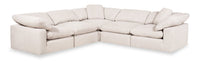 Eclipse Modular 5-Piece Linen-Look Fabric Sectional with Reversible Feather Down Cushions - Linen White 