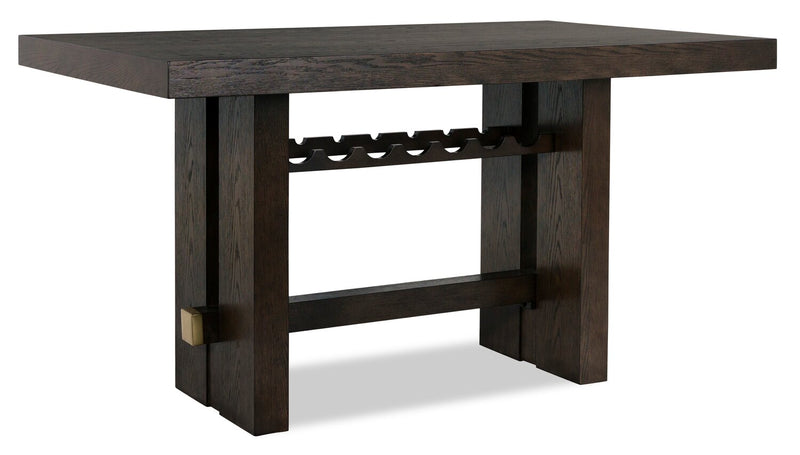 Metro Counter Height 5pc Dining Set with Table & 4 Chairs, Built-in Wine Rack, 66\"W - Brown/Beige