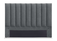 Amos Upholstered Headboard in Charcoal Fabric, Channelled - Queen Size 