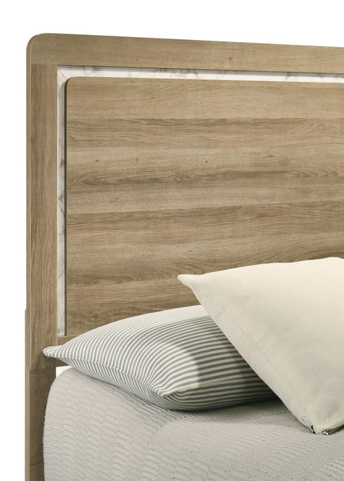 Sable Panel Bed with Headboard & Frame, Light Brown - King Size