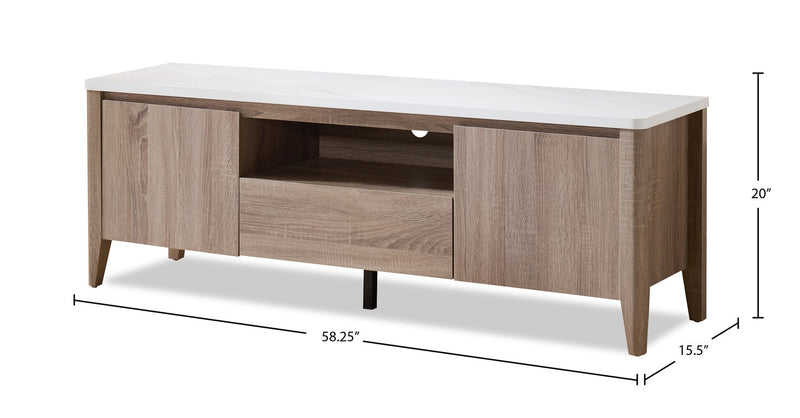 Carlton 58.25\" Modern TV Stand with Storage for TVs up to 58\"- Dark Taupe