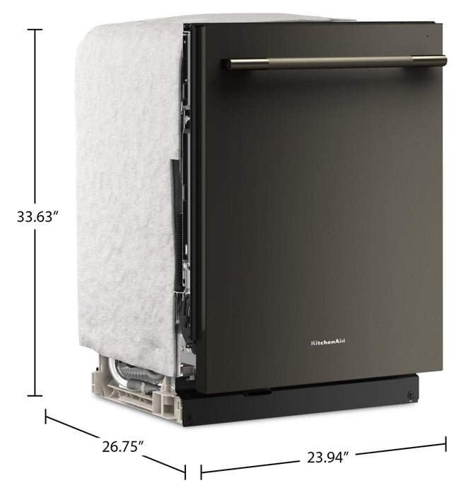 KitchenAid 24\" 44 dBA Dishwasher with 360° Max Jets™ Third Rack – Black Ore - KDTS724SBE