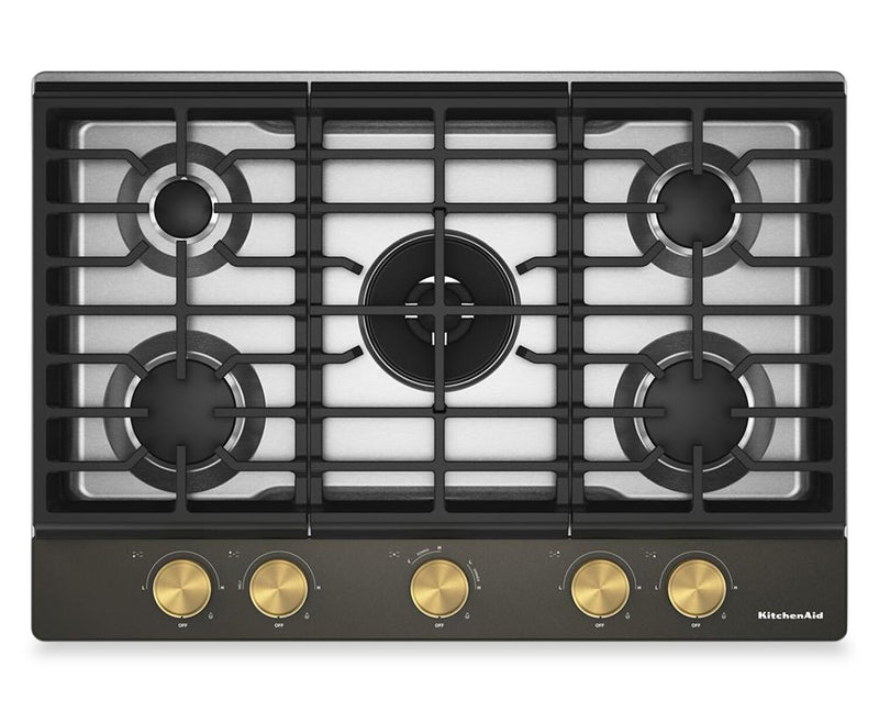  KitchenAid Gas-on-Metal Cooktop with CookShield Finish - Black Ore - KCGK730SBE
