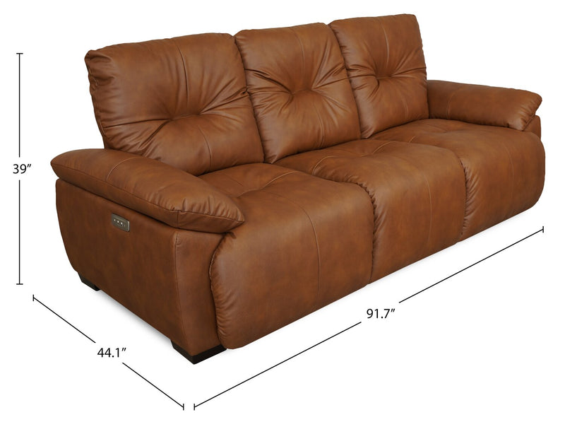 Bello 91.7\" Leather-Look Fabric Power Reclining Sofa - Brown