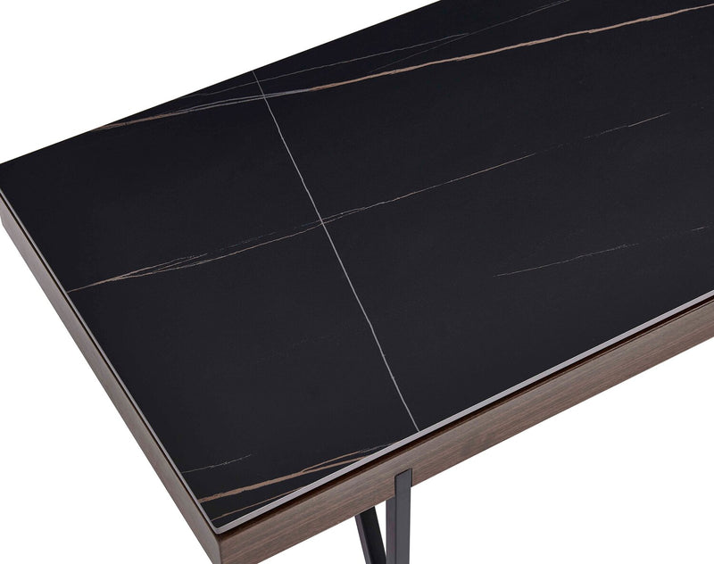 Juno 48\" Modern Coffee Table with Sintered Stone Top - Black