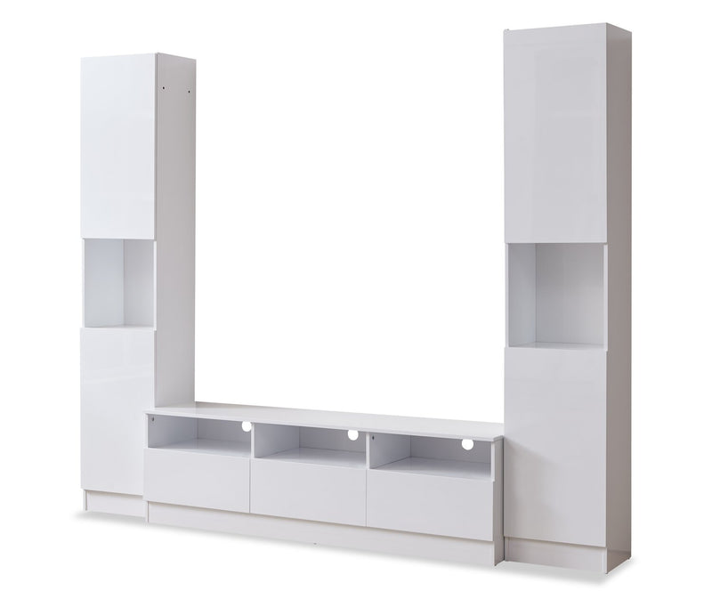 Celine 94.5\" 3 – Piece Entertainment Centre with Storage for TVs up to 70\" - White