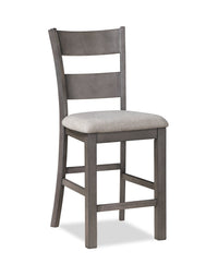 Krew Counter-Height Dining Chair with Polyester Fabric, Ladder Back, Melamine - Grey 