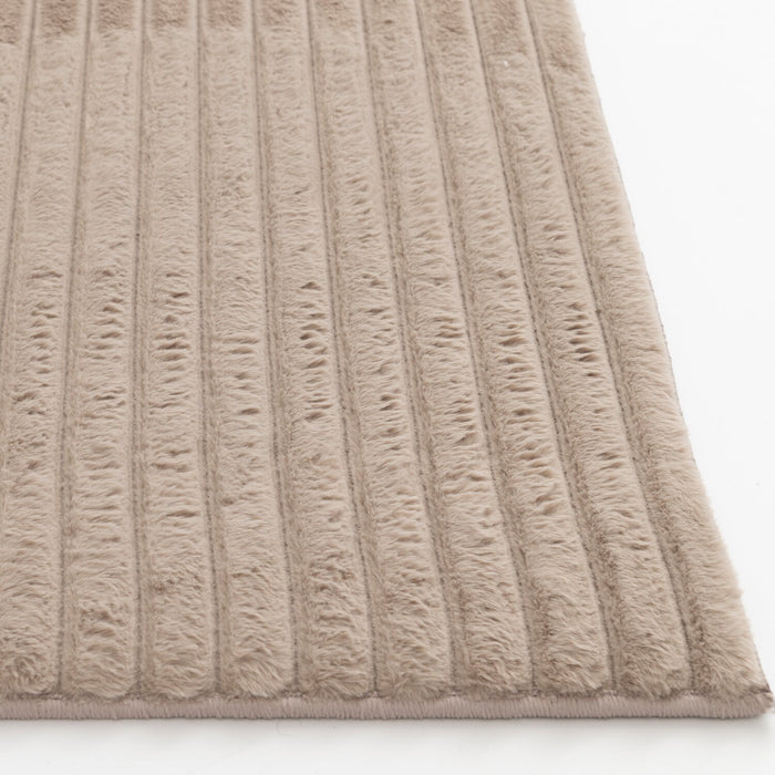 Faux Fur Channel Taupe Area Rug with Memory Foam Backing - 7' x 10'