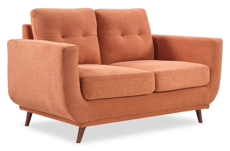 Cosmo 57\" Fabric Loveseat with Tufted Back Cushions - Orange