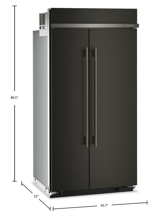 Kitchenaid 42\" 25.5 Cu. Ft. Built-In Side-by-Side Refrigerator – Black Ore - KBSN742SBE