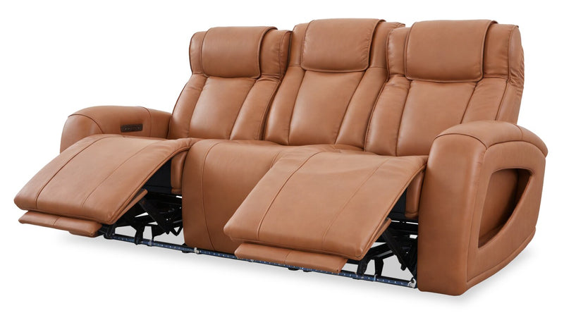 Shaquille O’Neal Home Titan 92\" Genuine Leather Power Reclining Sofa with Shaq-o-pedic Comfort – Earth