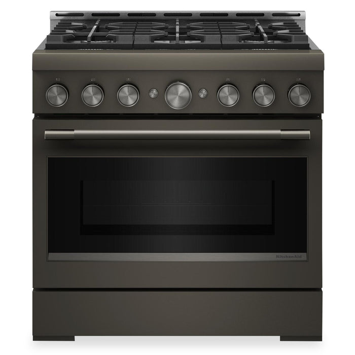 KitchenAid 36\" 5.1 Cu. Ft. Gas Range with No Preheat Air Fry Mode – Black Ore - KFGS936SBE