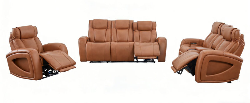 Shaquille O’Neal Home Titan 92\" Genuine Leather Power Reclining Sofa with Shaq-o-pedic Comfort – Earth