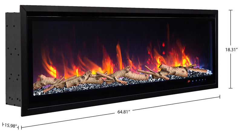 Ceres 65\" Black Diamond Electric Fireplace – Black 
