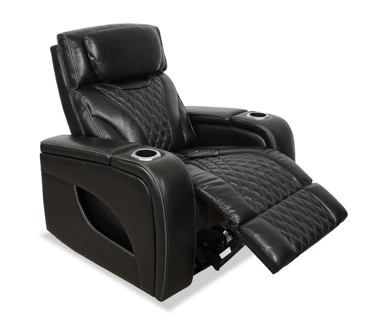 Elite 38\" Genuine Leather Massage Power Reclining Chair with Immersive Audio and Power Headrest - Black