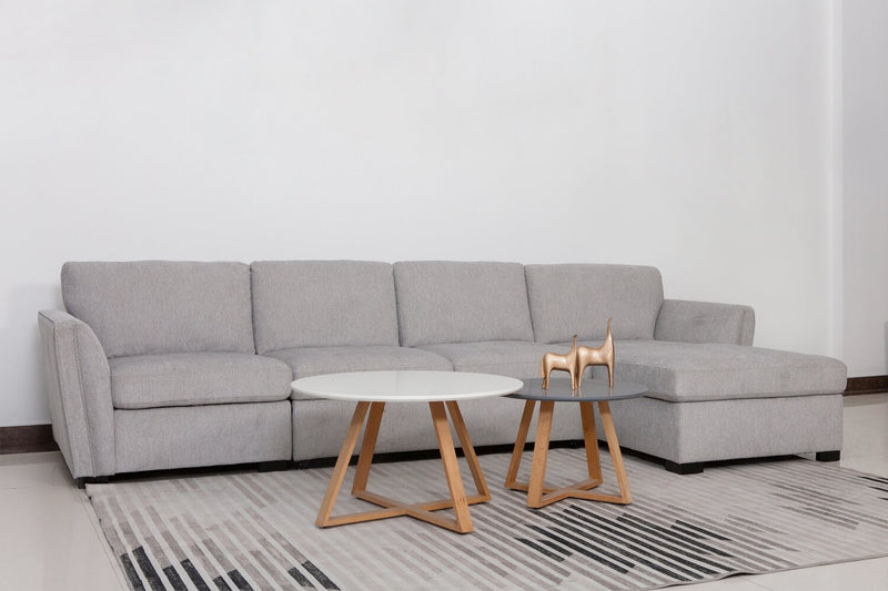 Vault 3-Piece Right-Facing Sectional with Sofa Bed Loveseat, Storage Chaise and Storage Chair – Grey