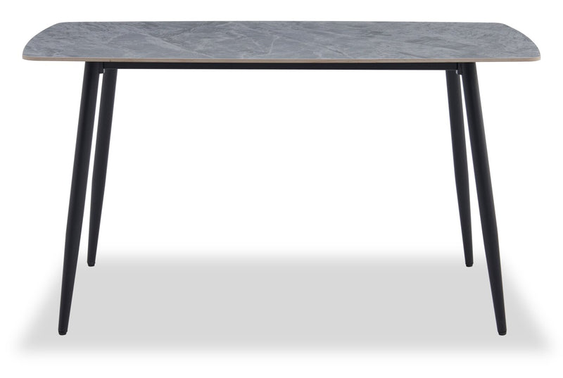 Arlo Dining Table with Sintered Stone Top, 55\"W, Metal - Grey/Black