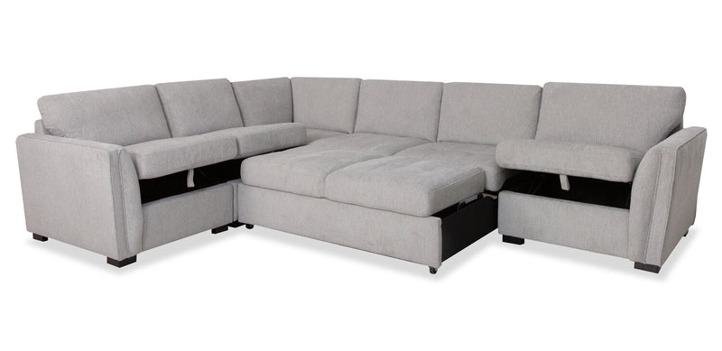 Vault 5-Piece Sectional with Pull-Out Loveseat and Storage Chairs - Grey