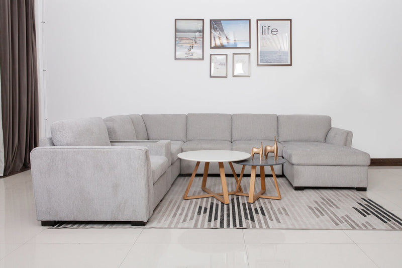 Vault 6-Piece Right-Facing Sectional with Sofa Bed Loveseat, Three Storage Chairs and Storage Chaise - Grey