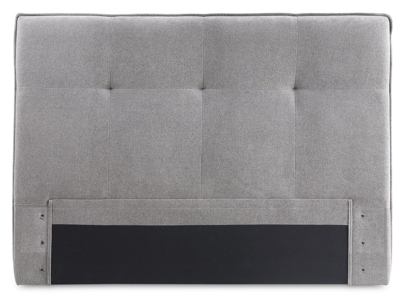 Amos Upholstered Platform Bed in Grey Fabric with Tufted Headboard - Full Size