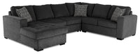 Made in Canada Legend 4-Piece Left-Facing Chenille Fabric Sleeper Sectional with Storage Chaise - Pepper Grey 