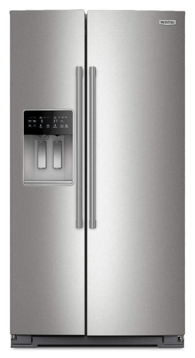 Maytag 36" 20.8 Cu. Ft. Side-by-Side Refrigerator - Fingerprint-Resistant Stainless - MRSC6636RZ | Réfrigérateur Maytag de 20,8 pi³ et de 36 po à compartiments juxtaposés - acier inoxydable résistant aux traces de doigts - MRSC6636RZ