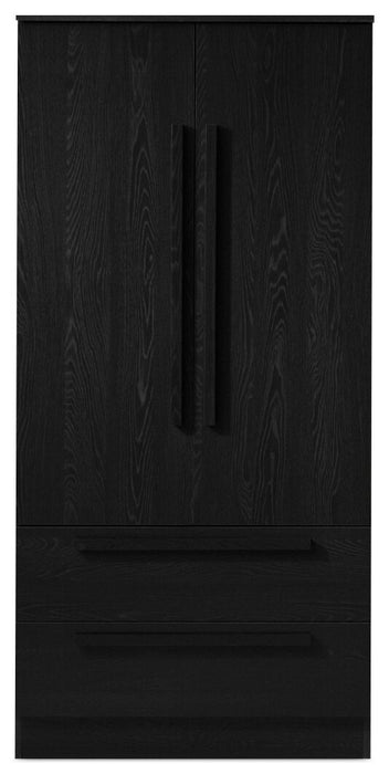 Alex Bedroom 2-Drawer Chest with Storage Cabinet, 33\"W x 68.5\"H - Black