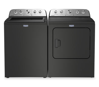 Maytag 5.5 Cu Ft. Top Load Impeller Washer with Pet Pro Option and 7.0 Cu Ft. Gas Dryer – Volcano Black | Laveuse à chargement par le haut 5,5 pi³ avec turbine et option Animal Pet Pro et sécheuse à gaz 7,0 pi³ de Maytag - noir volcan