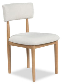 Jolie Dining Chair with Boucle Fabric - White & Oak Brown 