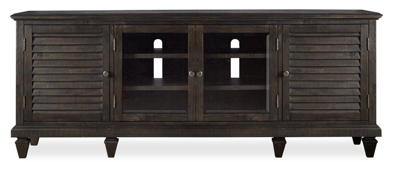 Baron 82” Rustic Pine TV Stand with Storage and Cable Management for TVs up to 90” - Weathered Charcoal
