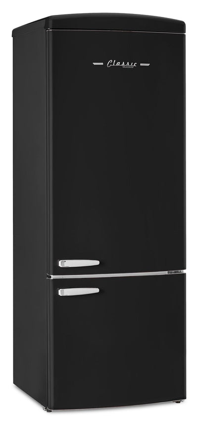 Unique Classic Retro 28" 17 Cu Ft. Bottom Mount Refrigerator - Matte Black - UNQ-455L MB AC | Réfrigérateur Classic Rétro d’Unique de 28 po et de 17 pi3 à congélateur inférieur - noir mat - UNQ-455L MB AC