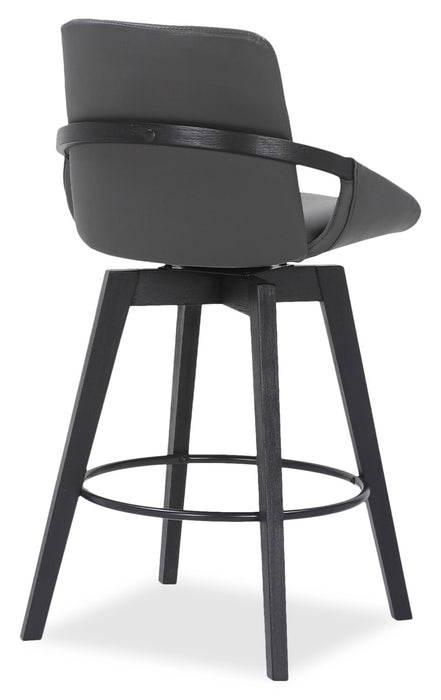 Apex Counter-Height Stool with Swivel Seat, Vegan Leather Fabric, Metal - Grey