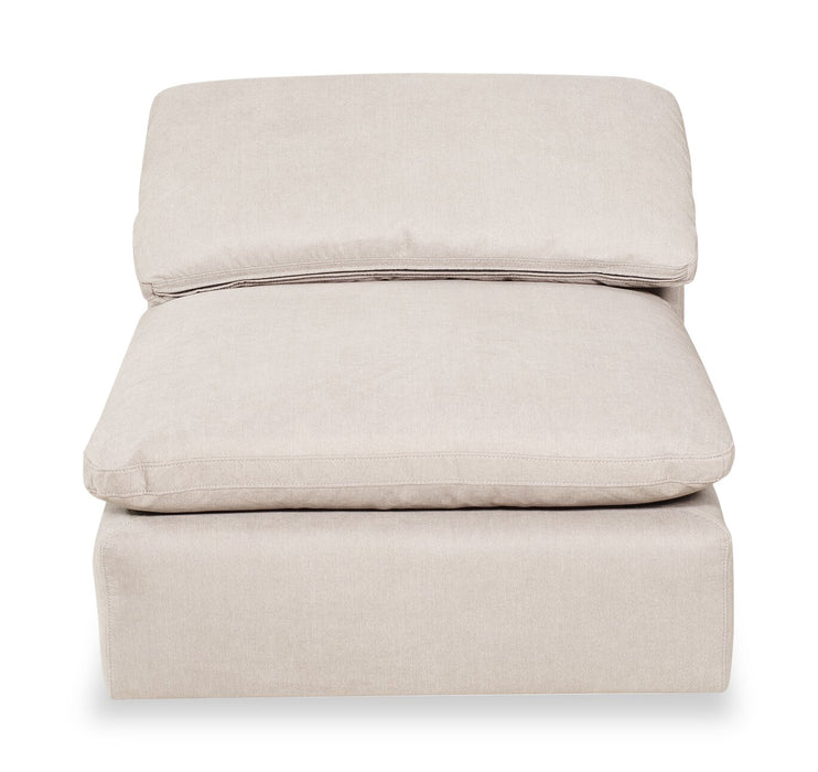 Eclipse Modular 6-Piece Linen-Look Fabric Pit Sofa Sectional with Reversible Feather Down Cushions - Linen White