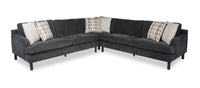 Jorja 3-Piece Chenille Fabric Sectional with Wood Legs and Accent Pillows - Granite Grey 