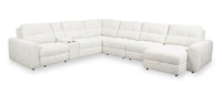 Scott Living Elevate Modular 7-Piece Right-Facing Beige Chenille Fabric Sectional with Power Sliding 