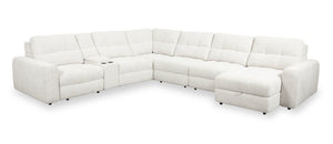 Scott Living Elevate Modular 7-Piece Right-Facing Beige Chenille Fabric Sectional with Power Sliding