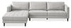 Metro 2-Piece Left-Facing Fabric Sectional with Chaise and Tufted Seat Cushions - Neutral