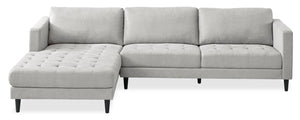 Metro 2-Piece Left-Facing Fabric Sectional with Chaise and Tufted Seat Cushions - Neutral