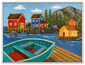 Fishing Village Framed Canvas Artwork - 31.5
