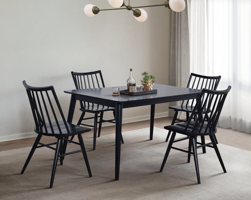 Astro 5pc Dining Set with Table & 4 Spindle-Back Chairs, 59.1\"W - Black