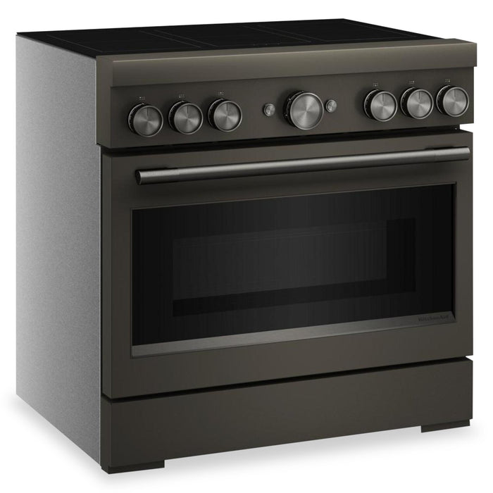 KitchenAid 36\" 5.1 Cu. Ft. Freestanding Induction Range with No Preheat Air Fry – Black Ore - KFIS936SBE 