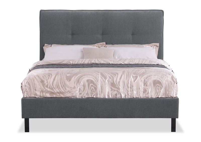 Amos Upholstered Headboard in Charcoal Fabric, Tufted - Full Size
