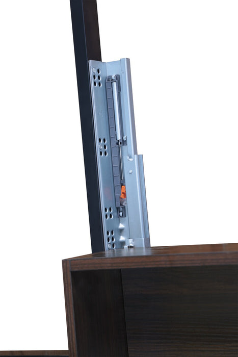 Amos Upholstered Storage Bed in Charcoal Fabric with Tufted Headboard & 3 Built-in Drawers - King Size