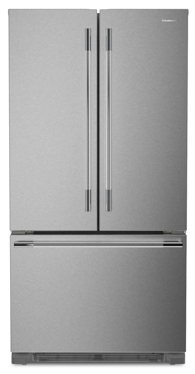 KitchenAid 36" 22 Cu. Ft. French Door Refrigerator - PrintShield Stainless Steel - KRFC136TPS | Réfrigérateur KitchenAid de 22 pi³ à portes françaises - acier inoxydable PrintShieldMC - KRFC136TPS