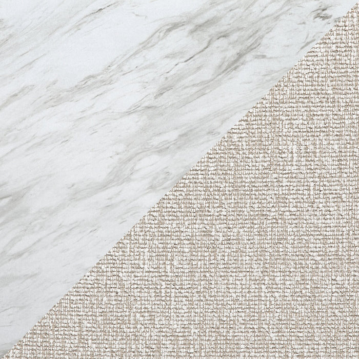 Vega 7pc Dining Set with Table & 6 Chairs, Marble Look, Pedestal Base, 82\"W - Natural & White