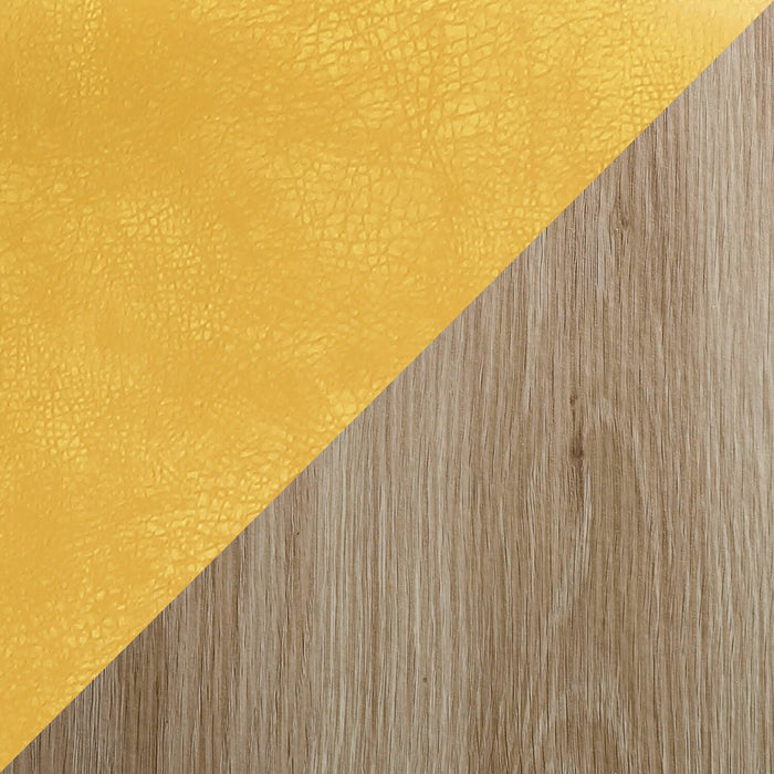 Joss 5pc Dining Set with Table & 4 Bay Chairs, 63-86.5\"W Butterfly Extension, Metal – Mustard