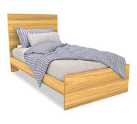 Riley Panel Bed with Headboard & Frame for Kids, Made in Canada, Natural - Twin Size 