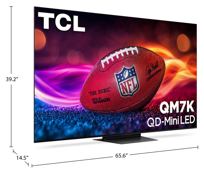 TCL 75\" QM7K QD Mini-LED QLED 4K UHD Smart Google TV (75QM7K) - 2025 Model