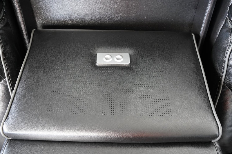 Elite 86\" Genuine Leather Massage Power Reclining Sofa with Immersive Audio and Power Headrests - Black