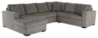 Legend 4-Piece Left-Facing Chenille Sleeper Sectional - Platinum  